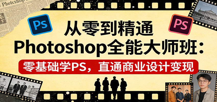 从零到精通Photoshop全能大师班：零基础学PS，直通商业设计变现福瑞网创-中创网-福缘网-冒泡网-资源之家-魔方项目库福瑞网创联盟