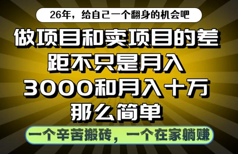 做项目和卖项目不只是月入3K和10W那么简单,一个努力搬砖,一个在家躺賺【揭秘】-798资源站