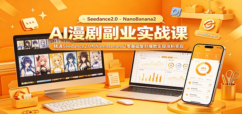 AI漫剧副业实战课：精通Seedance2.0与NanoBanana2零基础复刻爆款实现涨粉变现-798资源站