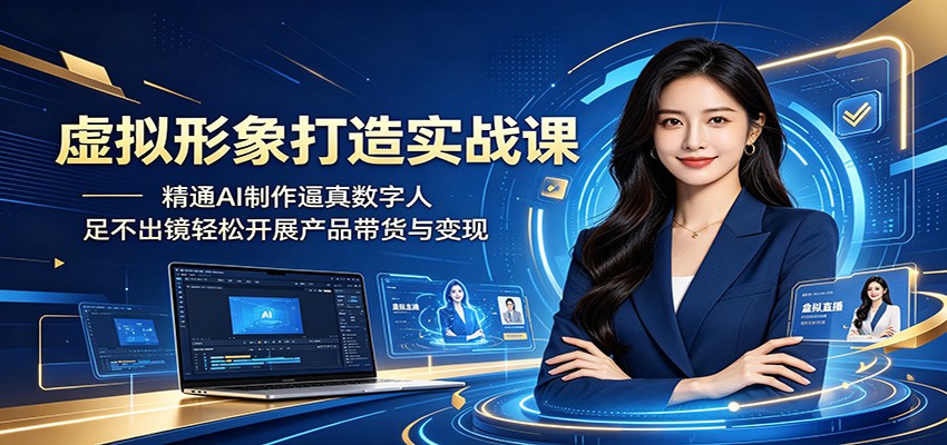 虚拟形象打造实战课：精通AI制作逼真数字人，足不出镜轻松开展产品带货与变现-798资源站