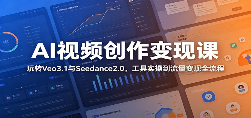 AI视频创作变现课：玩转Veo3.1与Seedance2.0，工具实操到流量变现全流程来宝云总站-闲云创业网-老谢轻创网-中创网-福缘网-冒泡网-资源之家-魔方项目库来宝云总站
