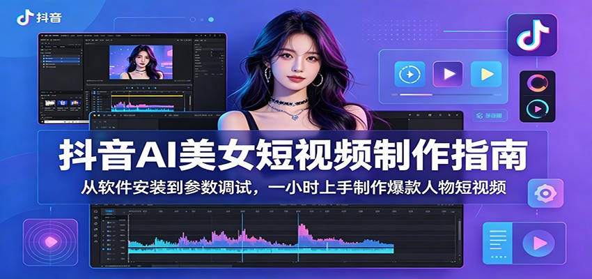 抖音AI美女短视频制作指南：从软件安装到参数调试，一小时上手制作爆款人物短视频-798资源站