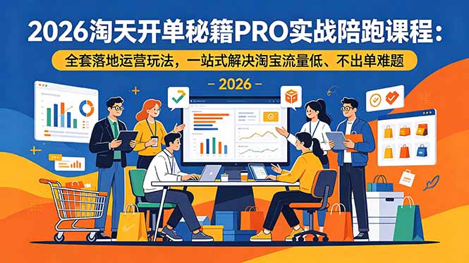 2026淘天开单秘籍PRO实战陪跑课程：全套落地运营玩法，一站式解决淘宝流量低、不出单难题来宝云总站-闲云创业网-老谢轻创网-中创网-福缘网-冒泡网-资源之家-魔方项目库来宝云总站