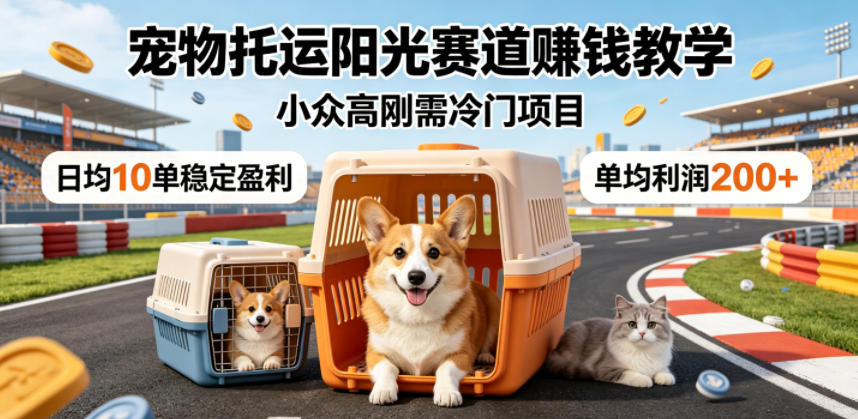 宠物托运阳光赛道賺钱教学，小众高刚需冷门项目，日均10单稳定盈利，单均利润200+-798资源站