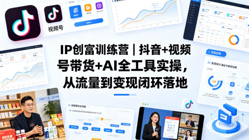 IP创富训练营｜抖音+视频号带货+AI全工具实操，从流量到变现闭环落地-创富之家