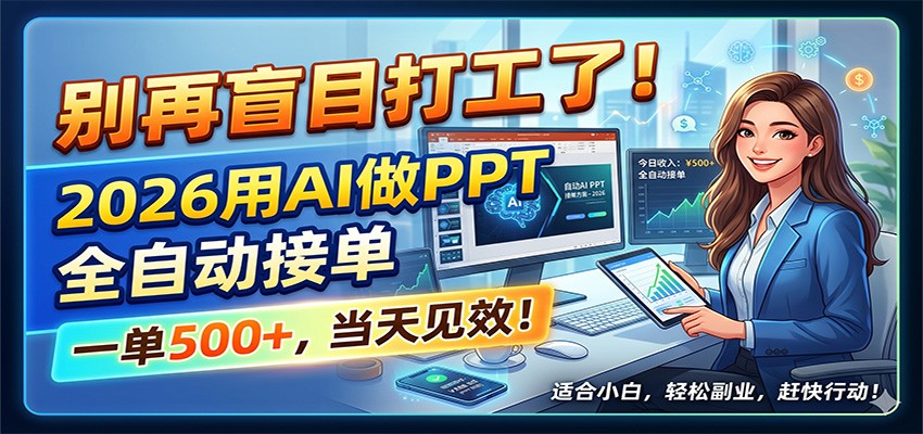 别再盲目打工了！2026用AI做PPT全自动接单，一单5张+，当天见效！-798资源站