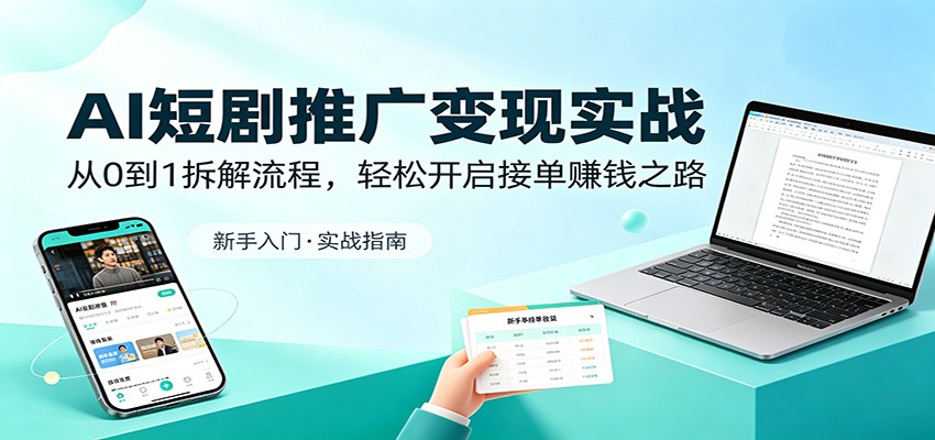 AI短剧推广变现实战：从0到1拆解流程，轻松开启接单赚钱之路-798资源站