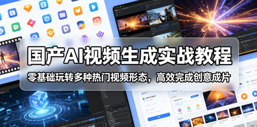 国产AI视频生成实战教程，零基础玩转多种热门视频形态，高效完成创意成片-798资源站