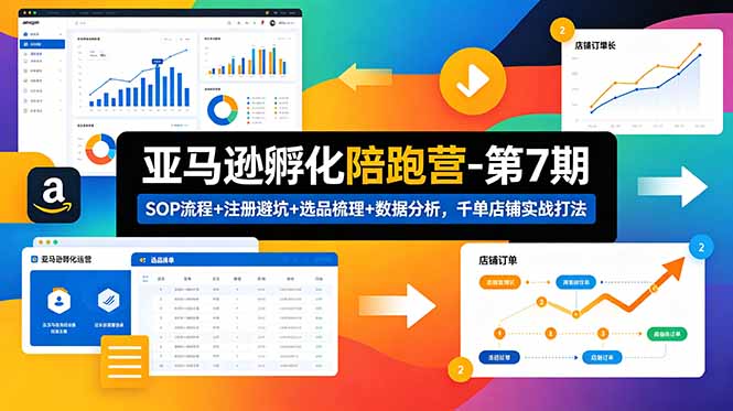 亚马逊孵化陪跑营-第7期：SOP流程+注册避坑+选品梳理+数据分析，千单店铺实战打法-798资源站