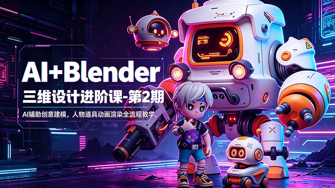 AI+Blender三维设计进阶课-第2期：AI辅助创意建模，人物道具动画渲染全流程教学-798资源站