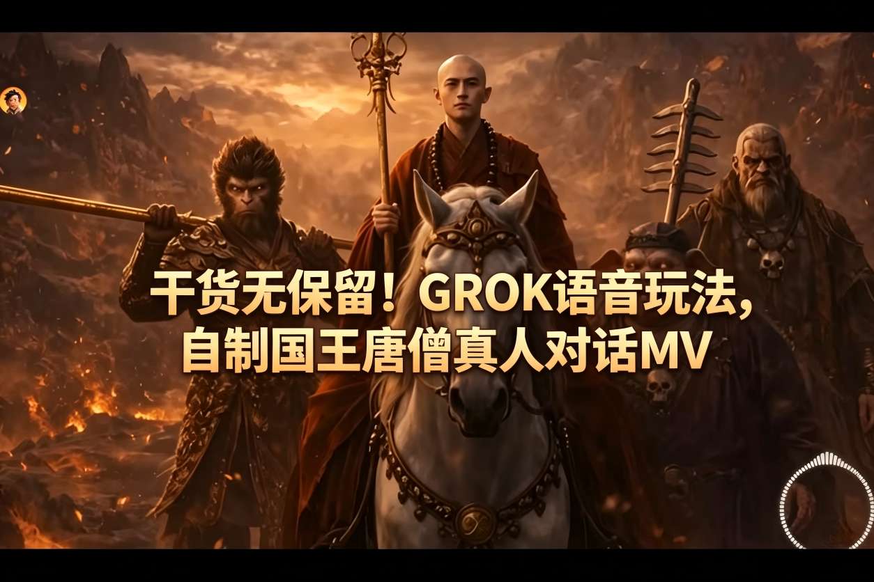 干货无保留！GROK语音玩法，自制国王唐僧真人对话MV-798资源站