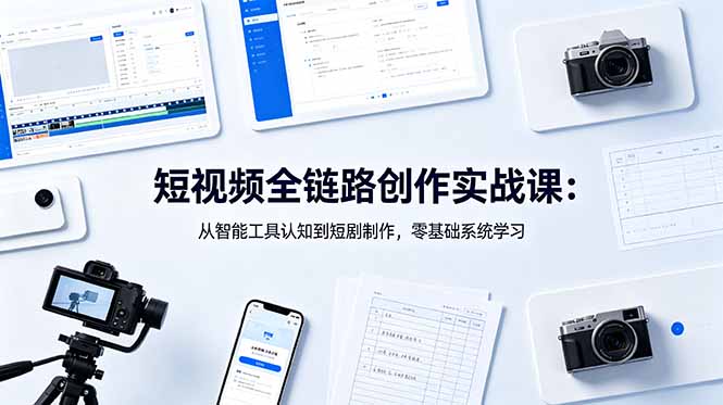 短视频全链路创作实战课：从智能工具认知到短剧制作，零基础系统学习-798资源站