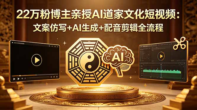 22万粉博主亲授AI道家文化短视频：文案仿写+AI生成+配音剪辑全流程-798资源站