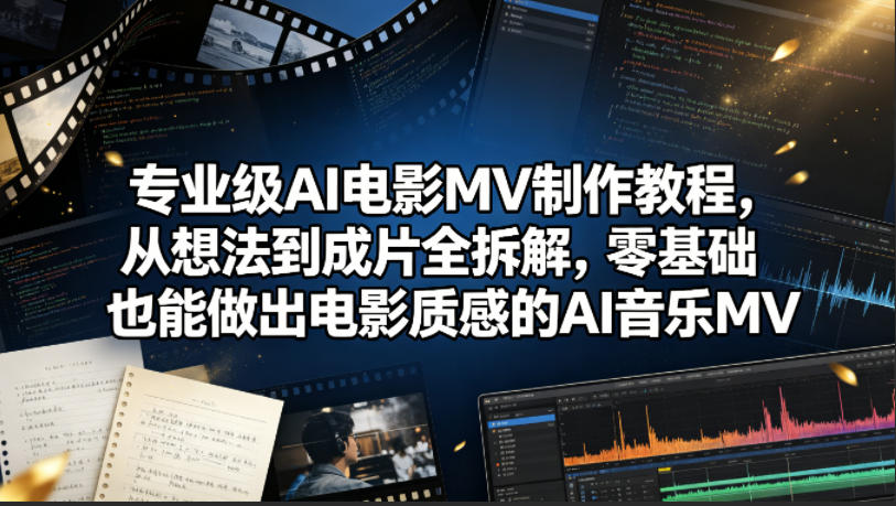 专业级AI电影MV制作教程，从想法到成片全拆解，零基础也能做出电影质感的AI音乐MV来宝云总站-闲云创业网-老谢轻创网-中创网-福缘网-冒泡网-资源之家-魔方项目库来宝云总站