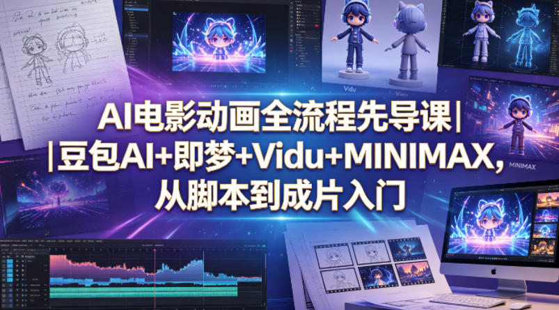 AI电影动画全流程先导课｜豆包AI+即梦+Vidu+MINIMAX，从脚本到成片入门-798资源站