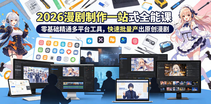 2026 AI漫剧制作一站式全能课，零基础精通多平台工具，快速批量产出原创漫剧优优云-闲云创业网-老谢轻创网-中创网-福缘网-冒泡网-资源之家-魔方项目库优优云
