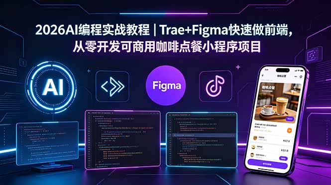 2026AI编程实战教程｜Trae+Figma快速做前端，从零开发可商用咖啡点餐小程序项目-798资源站