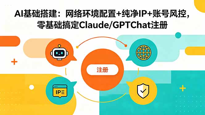 AI基础搭建：网络环境配置+纯净IP+账号风控，零基础搞定Claude/GPTChat注册