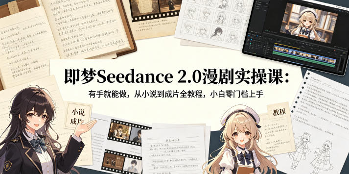 即梦Seedance 2.0漫剧实操课：有手就能做，从小说到成片全教程，小白零门槛上手-798资源站