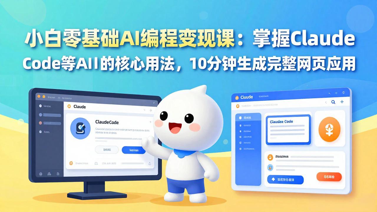 小白零基础AI编程变现课：掌握Claude Code等AI工具的核心用法，10分钟生成完整网页应用福瑞网创-中创网-福缘网-冒泡网-资源之家-魔方项目库福瑞网创联盟