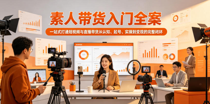 素人带货入门全案，一站式打通短视频与直播带货从认知、起号、实操到变现的完整闭环-798资源站