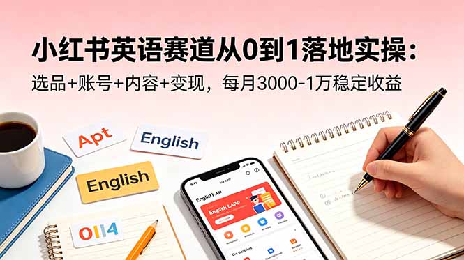 小红书英语赛道从0到1落地实操:选品+账号+内容+变现,每月3000-1万稳定收益-798资源站
