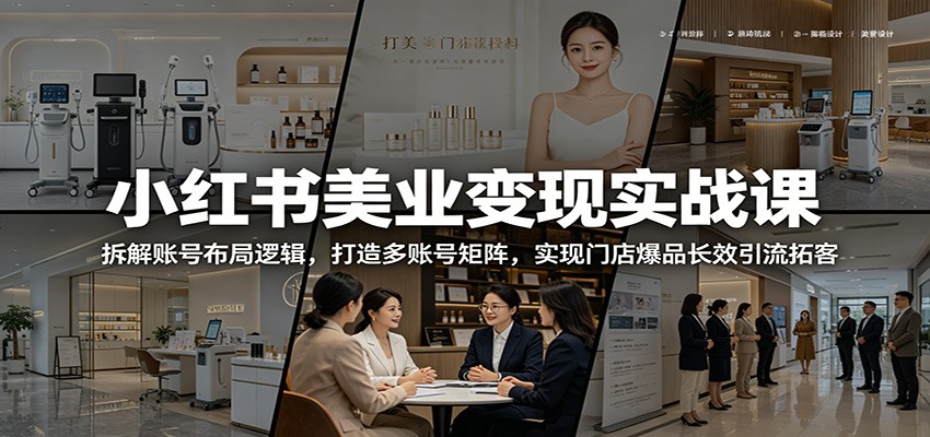小红书美业变现实战课：拆解账号布局逻辑，打造多账号矩阵，实现门店爆品长效引流拓客-798资源站
