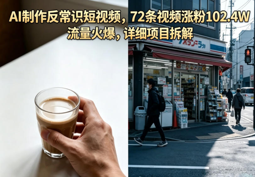 AI制作反常识短视频,72条视频涨粉102.4W,流量火爆,详细项目拆解-798资源站