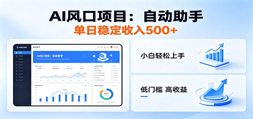 全新AI自动助手项目，低门槛入局，每日稳定收益500以上-798资源站