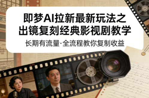 即梦AI拉新最新玩法之出镜复刻经典影视剧教学,长期有流量,全流程教你复制收益