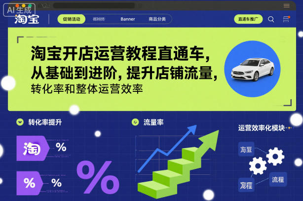 淘宝开店运营教程直通车，从基础到进阶，提升店铺流量，转化率和整体运营效率(更新26年3月)福瑞网创-中创网-福缘网-冒泡网-资源之家-魔方项目库福瑞网创联盟