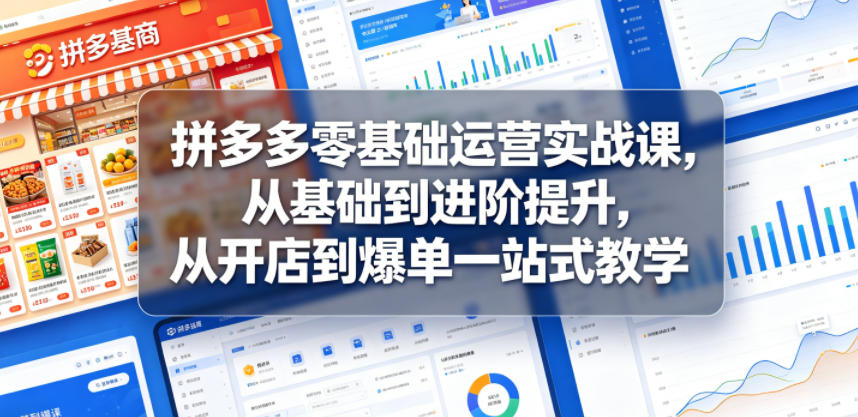 拼多多零基础运营实战课，从基础到进阶提升，从开店到爆单一站式教学-798资源站