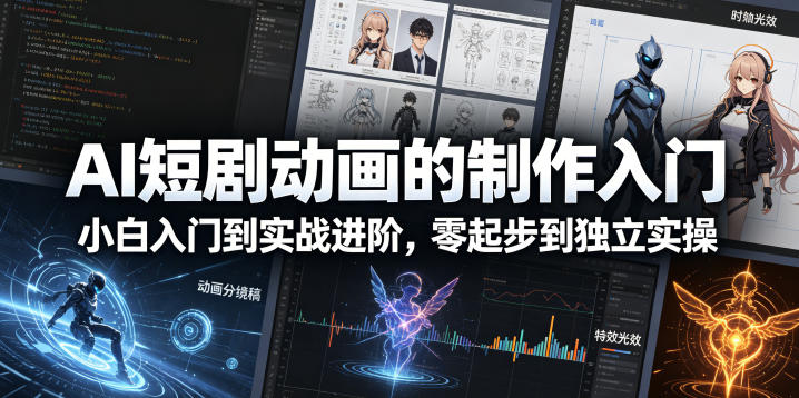 AI短剧动画的制作入门，小白入门到实战进阶，零起步到独立实操-798资源站
