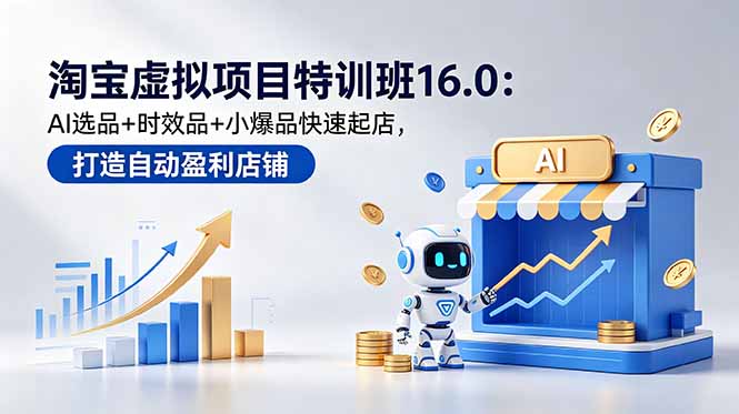 淘宝虚拟项目特训班16.0：AI选品+时效品+小爆品快速起店，打造自动盈利店铺-798资源站