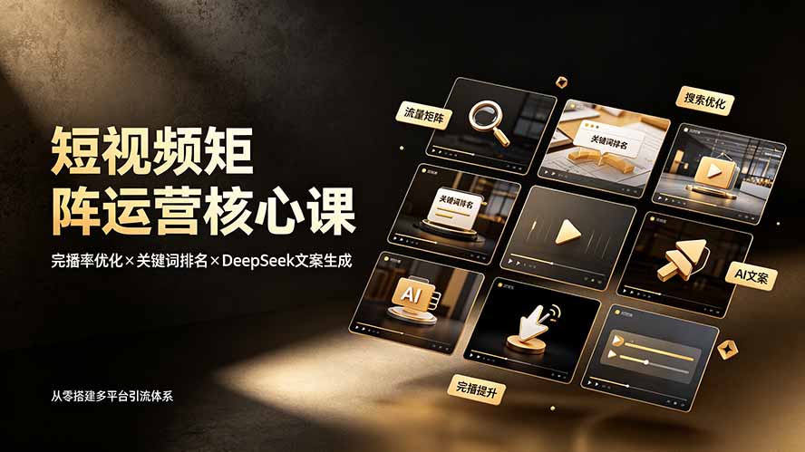 短视频矩阵运营核心课:完播率优化×关键词排名×DeepSeek文案生成,从零搭建多平台引流体系-798资源站