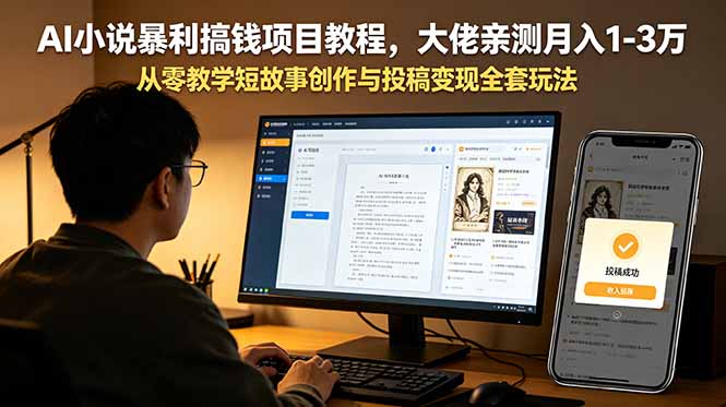 AI小说暴利搞钱项目教程，大佬亲测月入1-3万，从零教学短故事创作与投稿变现全套玩法来宝云总站-闲云创业网-老谢轻创网-中创网-福缘网-冒泡网-资源之家-魔方项目库来宝云总站