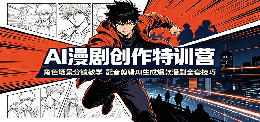 AI漫剧创作特训营：角色场景分镜教学，配音剪辑AI生成爆款漫剧全套技巧-798资源站