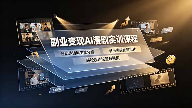 副业变现AI漫剧实训课程,智能体辅助生成分镜,参考素材批量出片,轻松制作流量短视频-798资源站