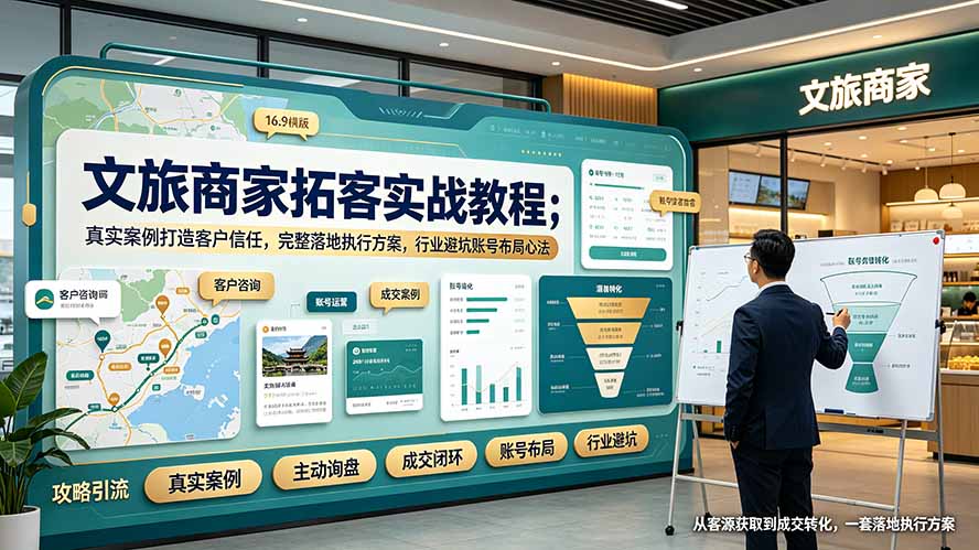 文旅商家拓客实战教程；真实案例打造客户信任，完整落地执行方案，行业避坑账号布局心法来宝云总站-闲云创业网-老谢轻创网-中创网-福缘网-冒泡网-资源之家-魔方项目库来宝云总站