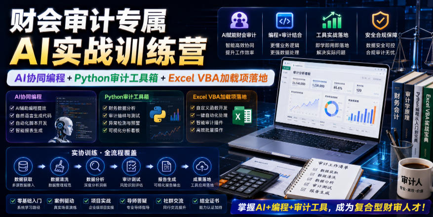 财会审计专属AI实战训练营｜AI协同编程+Python审计工具箱+Excel VBA加载项落地(更新0710)-798资源站