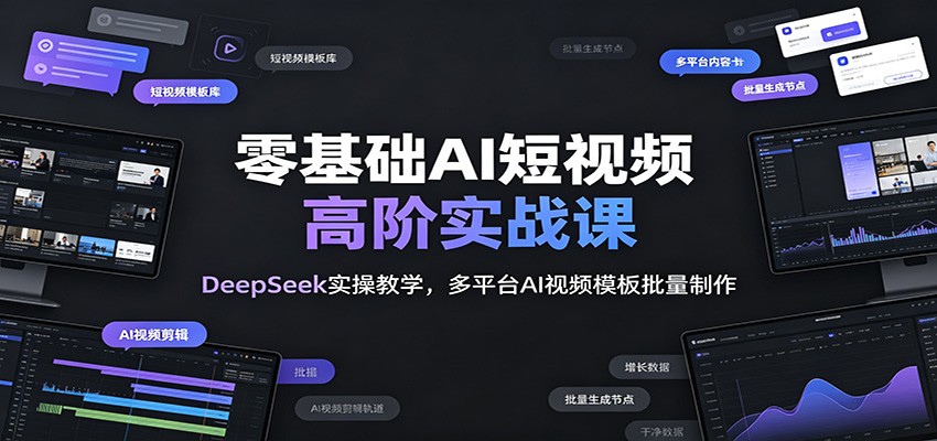 零基础AI短视频高阶实战课：DeepSeek实操教学，多平台AI视频模板批量制作-798资源站