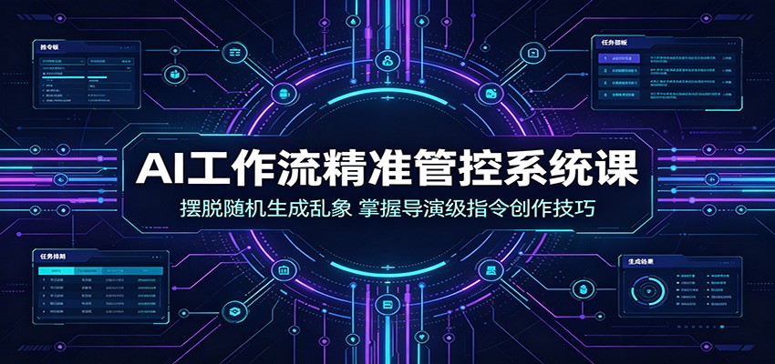 AI工作流精准管控系统课：摆脱随机生成乱象，掌握导演级指令创作技巧来宝云总站-闲云创业网-老谢轻创网-中创网-福缘网-冒泡网-资源之家-魔方项目库来宝云总站