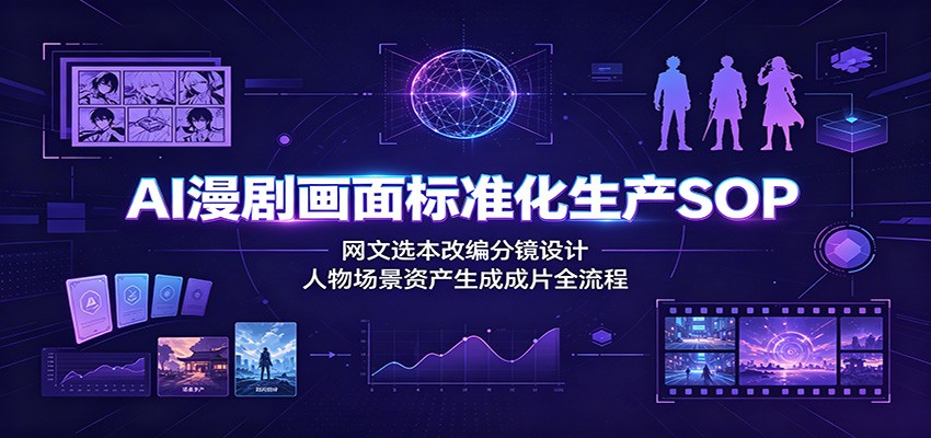 AI漫剧画面标准化生产SOP：网文选本改编分镜设计，人物场景资产生成成片全流程-798资源站