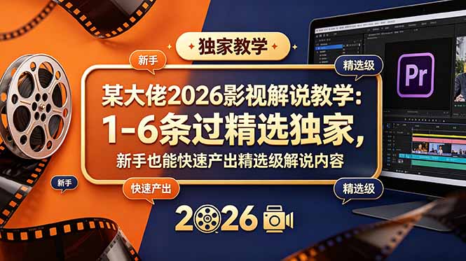 某大佬2026影视解说教学：1-6条过精选独家，新手也能快速产出精选级解说内容来宝云总站-闲云创业网-老谢轻创网-中创网-福缘网-冒泡网-资源之家-魔方项目库来宝云总站