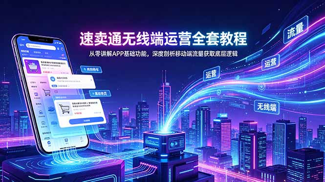 速卖通无线端运营全套教程，从零讲解APP基础功能，深度剖析移动端流量获取底层逻辑来宝云总站-闲云创业网-老谢轻创网-中创网-福缘网-冒泡网-资源之家-魔方项目库来宝云总站
