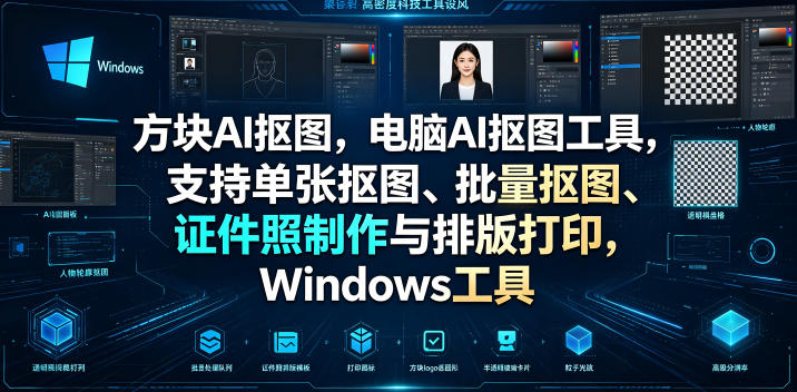 方块AI抠图,电脑AI抠图工具,支持单张抠图、批量抠图、证件照制作与排版打印,Windows工具-798资源站