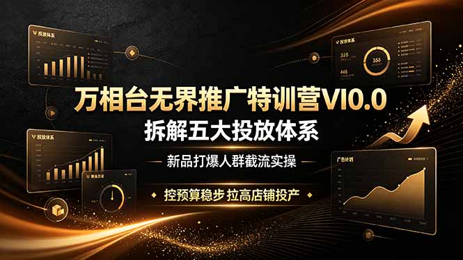 万相台无界推广特训营VI0.0,拆解五大投放体系,新品打爆人群截流实操,控预算稳步拉高店铺投产-798资源站