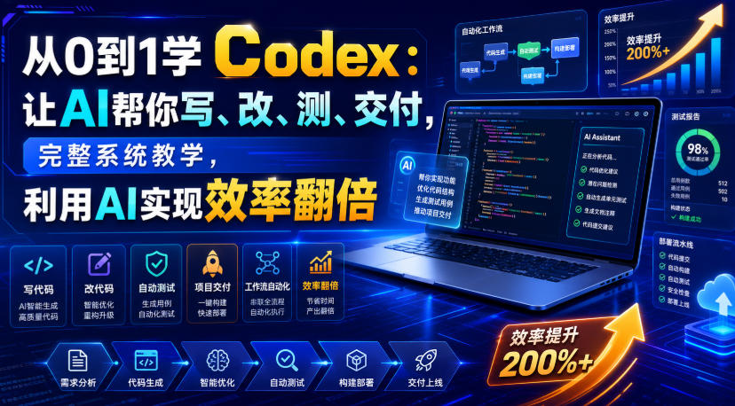 从0到1学Codex:让AI帮你写、改、测、交付,完整系统教学,利用AI实现效率翻倍-798资源站