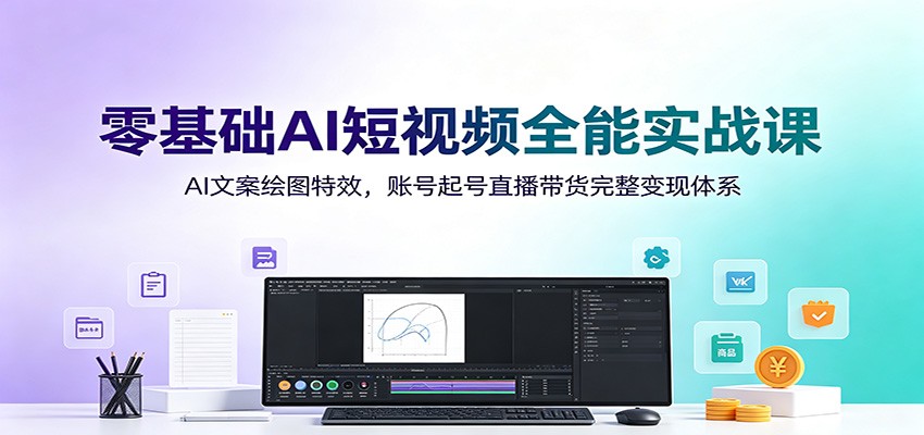 零基础AI短视频全能实战课：AI文案绘图特效，账号起号直播带货完整变现体系-798资源站