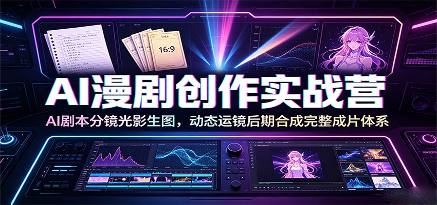 AI漫剧创作实战营：AI剧本分镜光影生图，动态运镜后期合成完整成片体系-798资源站